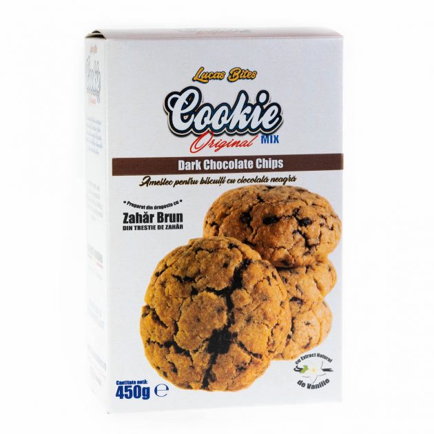 Amestec pentru biscuiti cu ciocolata neagra Cookies Mix-Dark Chocolate, 450 gr, Lucas Bites