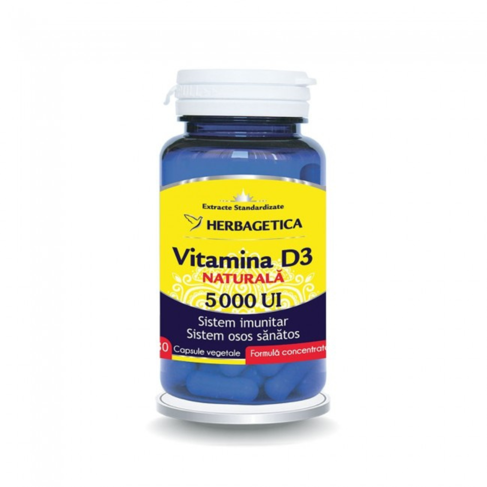 Vitamina D3 naturala 5000UI, 30 capsule, Herbagetica