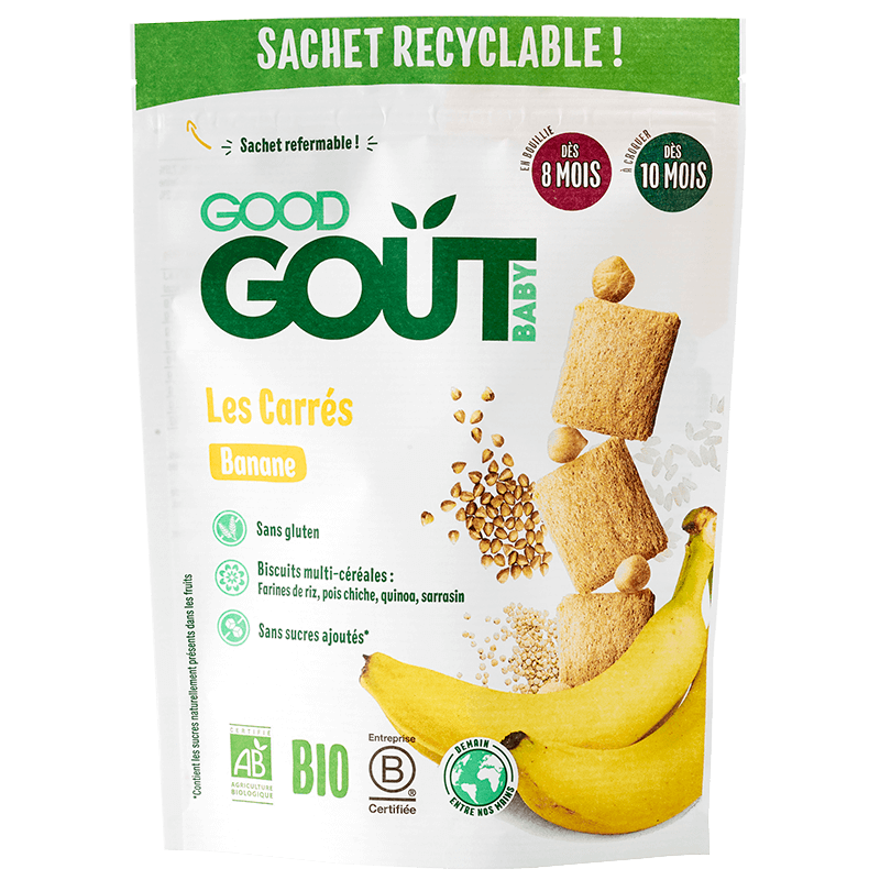 Mini biscuiti bio cu banana, +8-10 luni, 50 gr, Good Gout