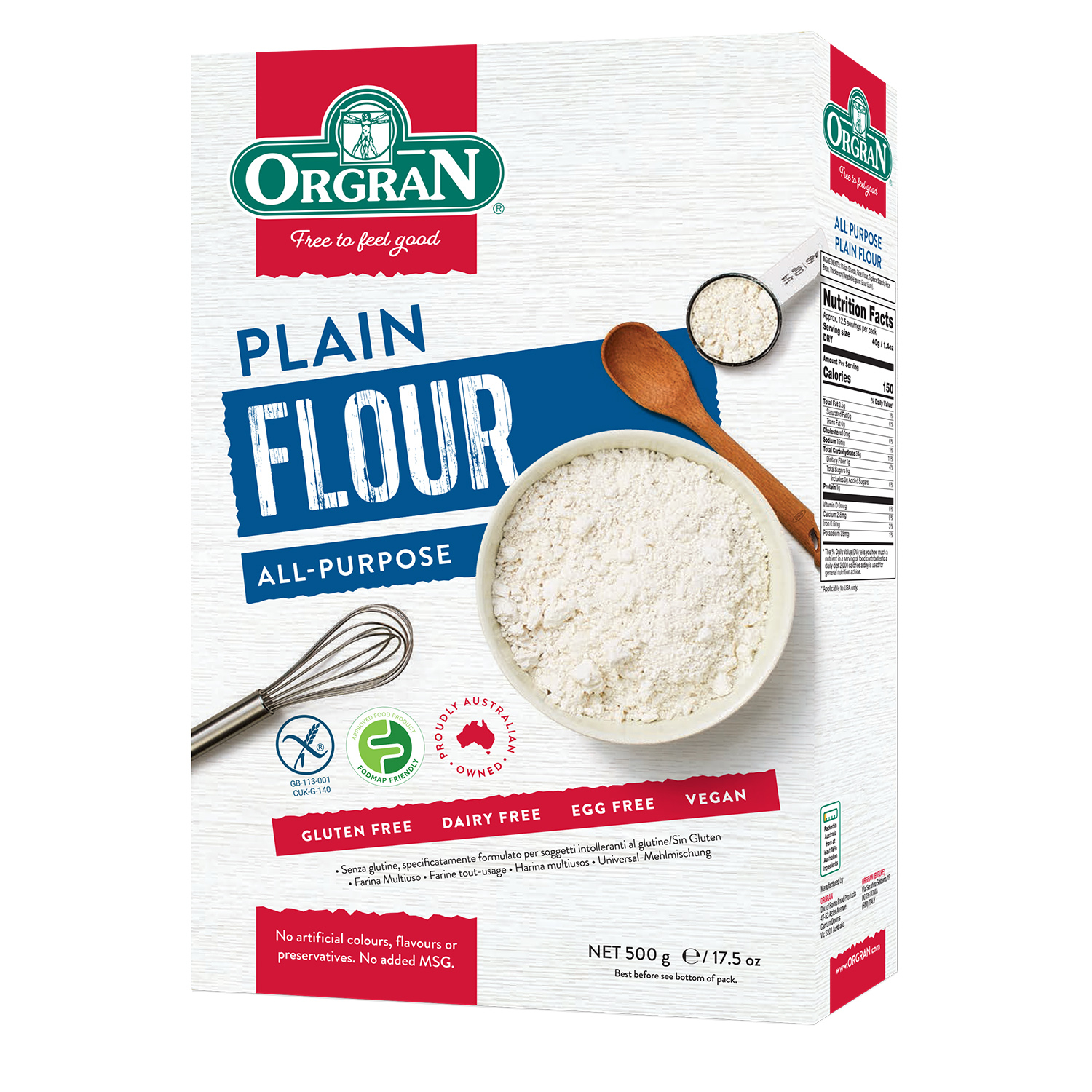 Faina simpla universala fara gluten, 500 gr, Orgran