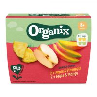 Duo Piure Bio cu mar, ananas si mango, +8 luni, 400 g (4 x 100 g), Organix