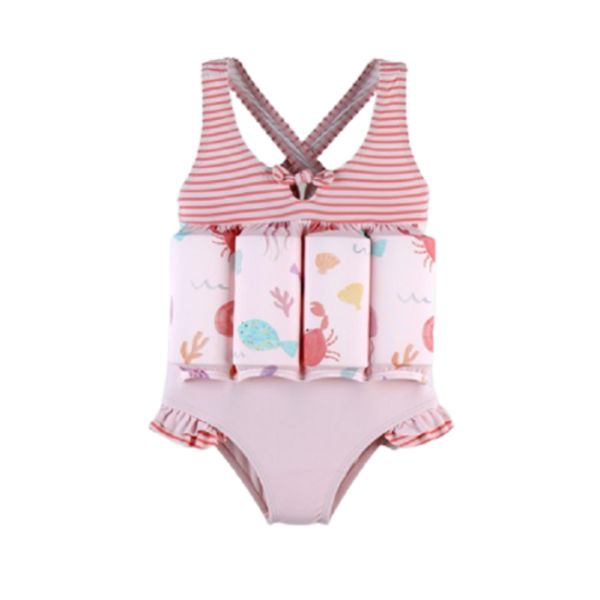Costum de inot flotabil pentru fetite Crevettes, +12 luni, roz, Archimede