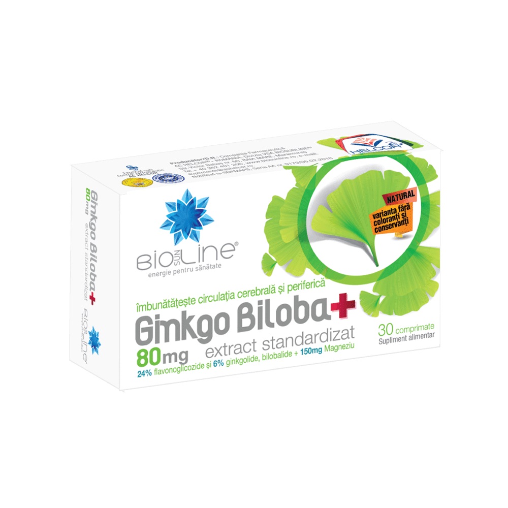 Ginko Biloba, 80 mg, 30 comprimate, BioSunLine
