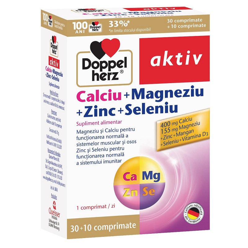 Calciu + Magneziu + Zinc + Seleniu, 30+10 comprimate, Doppelherz