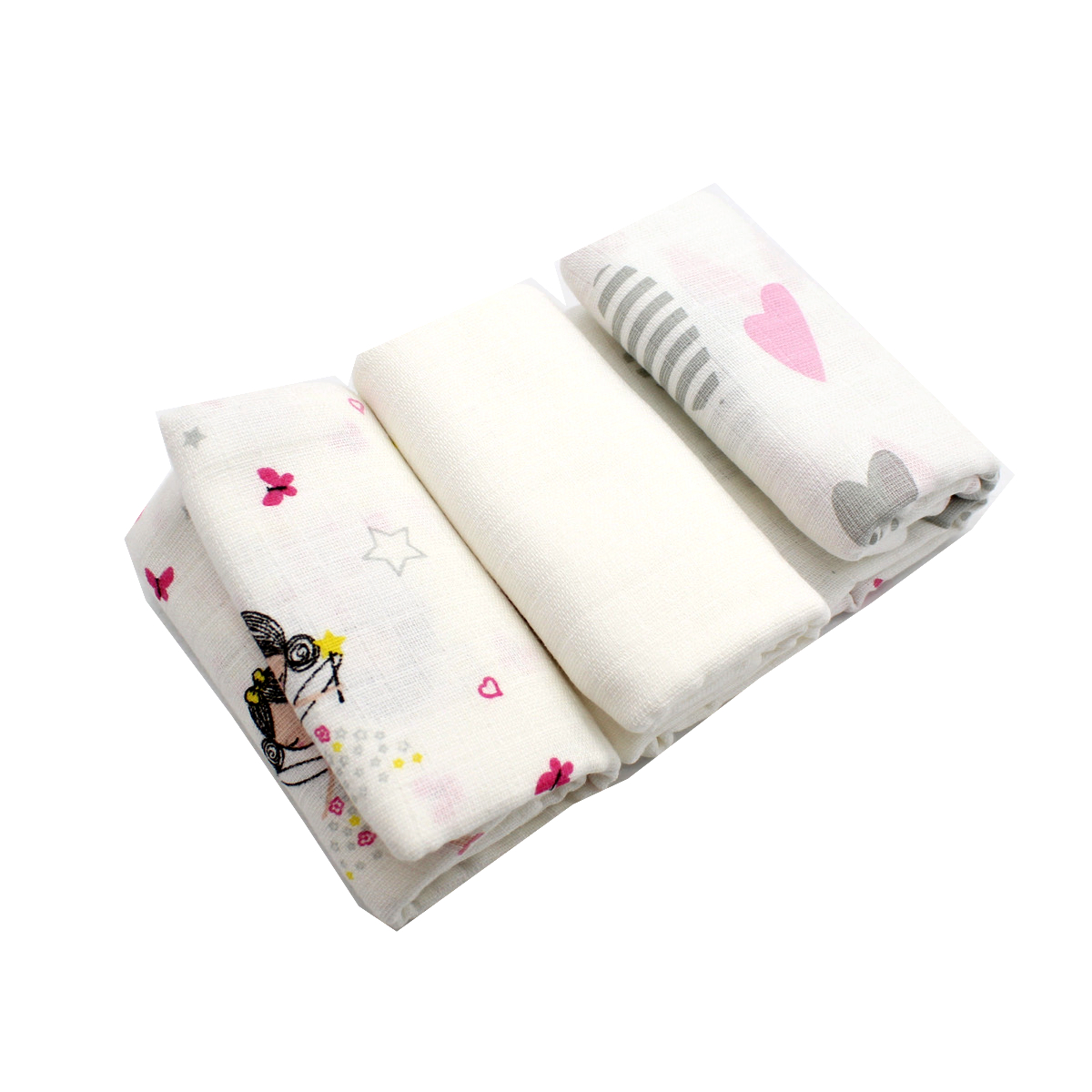 Scutec din muselina, 80x80 cm, Diverse modele, 3 buc, Baltic Bebe