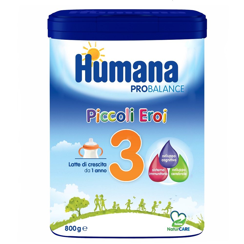 Formula de lapte pentru copii de varsta mica Formula 3 Piccoli Eroi, 1 an+, 800 gr, Humana