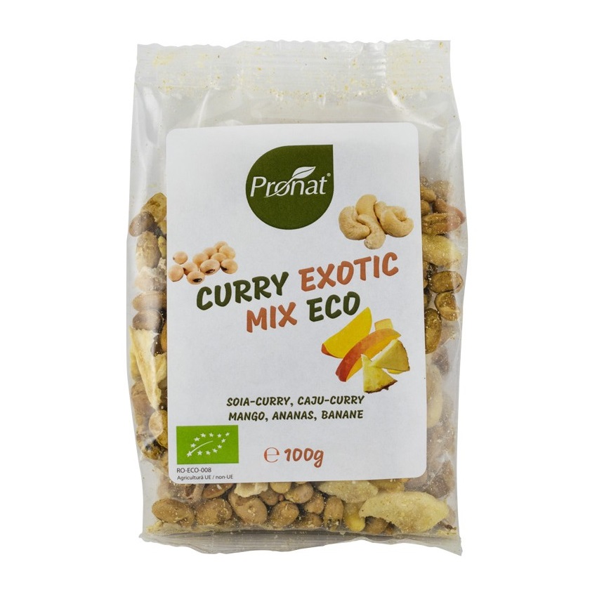 Mix exotic Bio de curry, caju, ananas, mango, 100 gr, PRN4660, Pronat