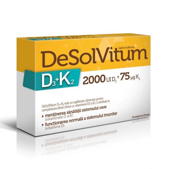 DeSolVitum D3+K2, 2000UI + 75µg, 30 comprimate, Aflofarm
