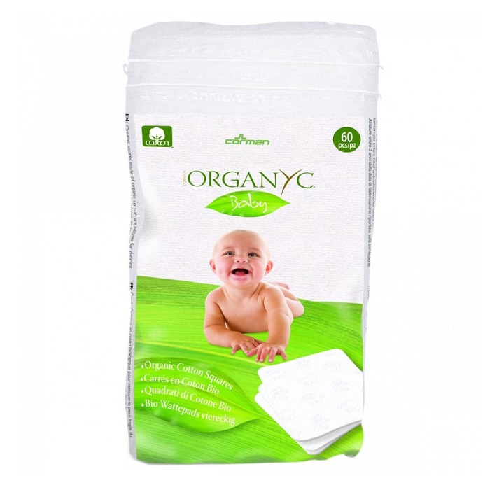 Dischete patrate din bumbac organic pentru bebe, 60 bucati, Organyc Baby