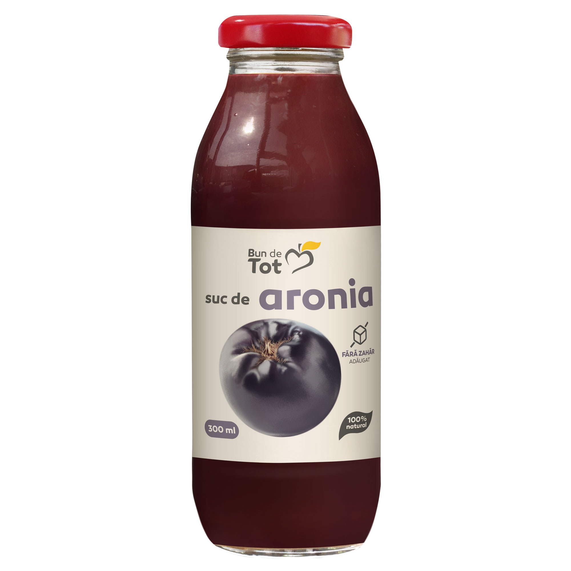 Suc natural de aronia fara zahar Bun de Tot, 300 ml, Dacia Plant