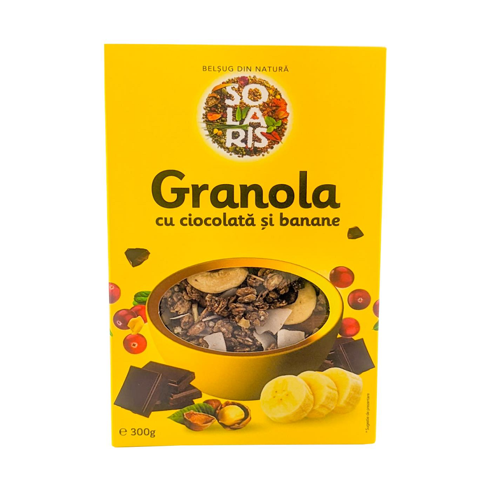 Granola cu ciocolata si banane, 300 gr, Solaris