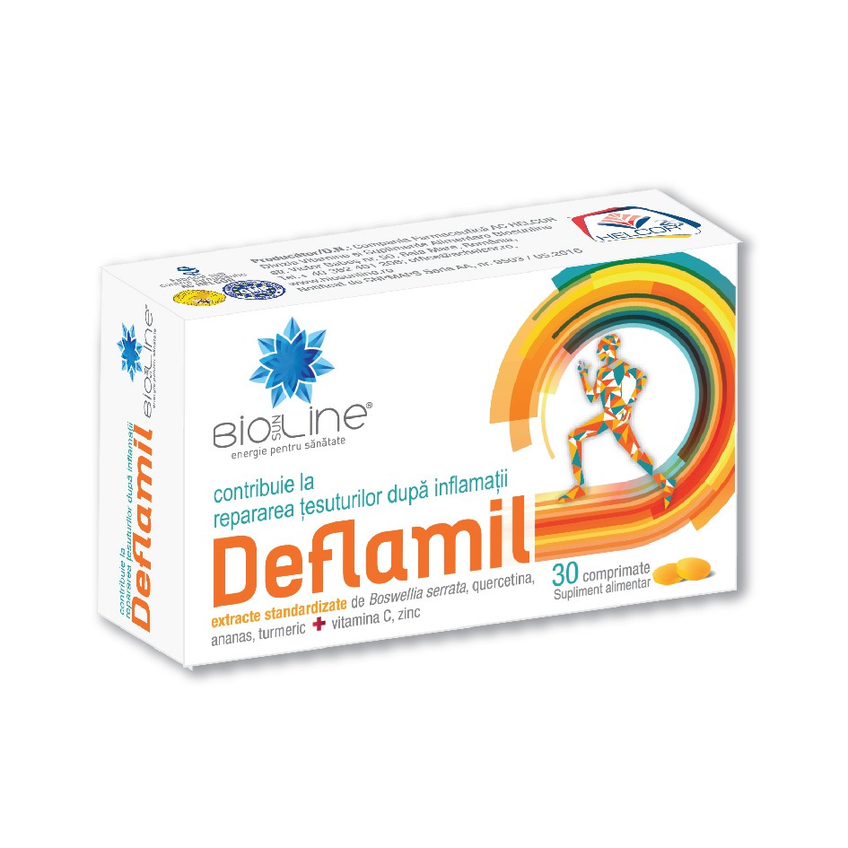 Deflamil antiinflamator cu boswellia si turmeric, 30 comprimate, BioSunLine