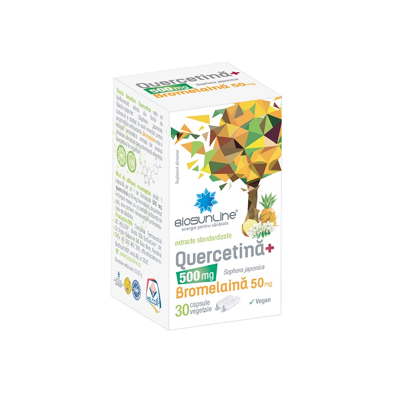 Quercetina 500 mg + Bromelaina 50 mg, 30 capsule vegetale, BioSunLine