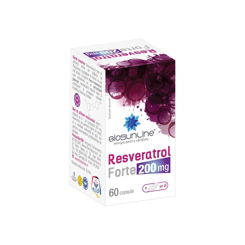 Resveratrol Forte, 200 mg, 60 capsule, BioSunLine