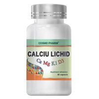 Calciu Lichid Ca, Mg, K1, D3, 30 capsule, Cosmopharm