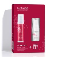 Pachet Acne Out Lotiune activa pentru ten acneic, 60 ml + Spuma de curatare pentru ten acneic, 20 ml, Biotrade
