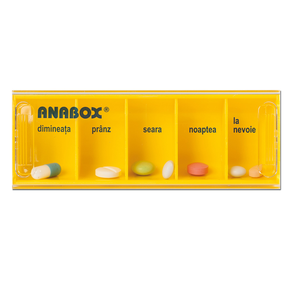 Organizator medicamente pentru utilizare zilnica, Diverse Culori, Anabox