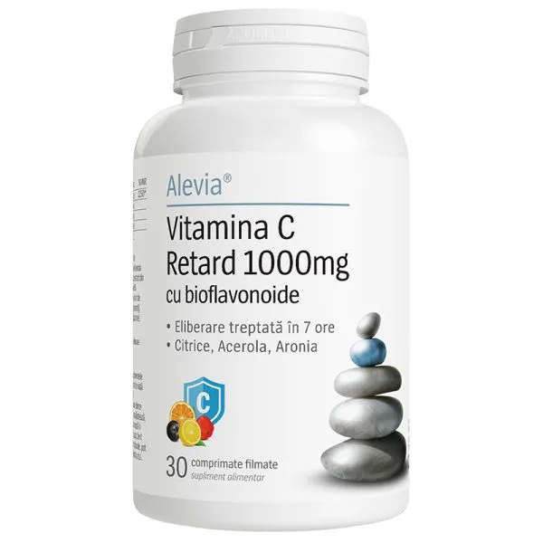 Vitamina C Retard 1000 mg cu bioflavonoide, 30 comprimate, Alevia