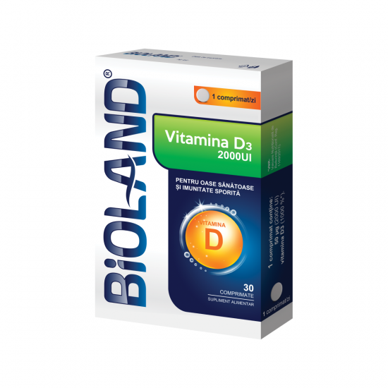 Vitamina D3, 2000UI, 30 comprimate, Bioland