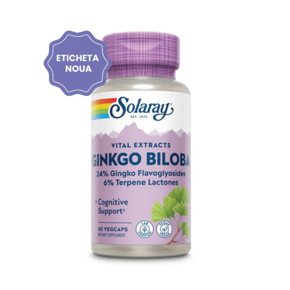 Ginkgo Biloba, 60 mg, 60 cps, Solaray