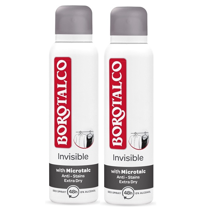 Pachet Deodorant spray Invisible Dry, 2x150 ml, Borotalco