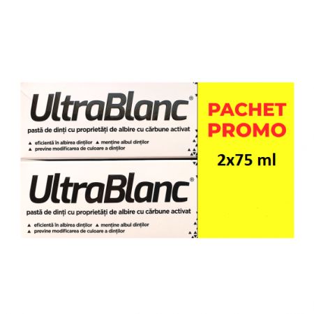 Pachet pasta de dinti cu carbune activat Ultrablanc, 2x75 ml