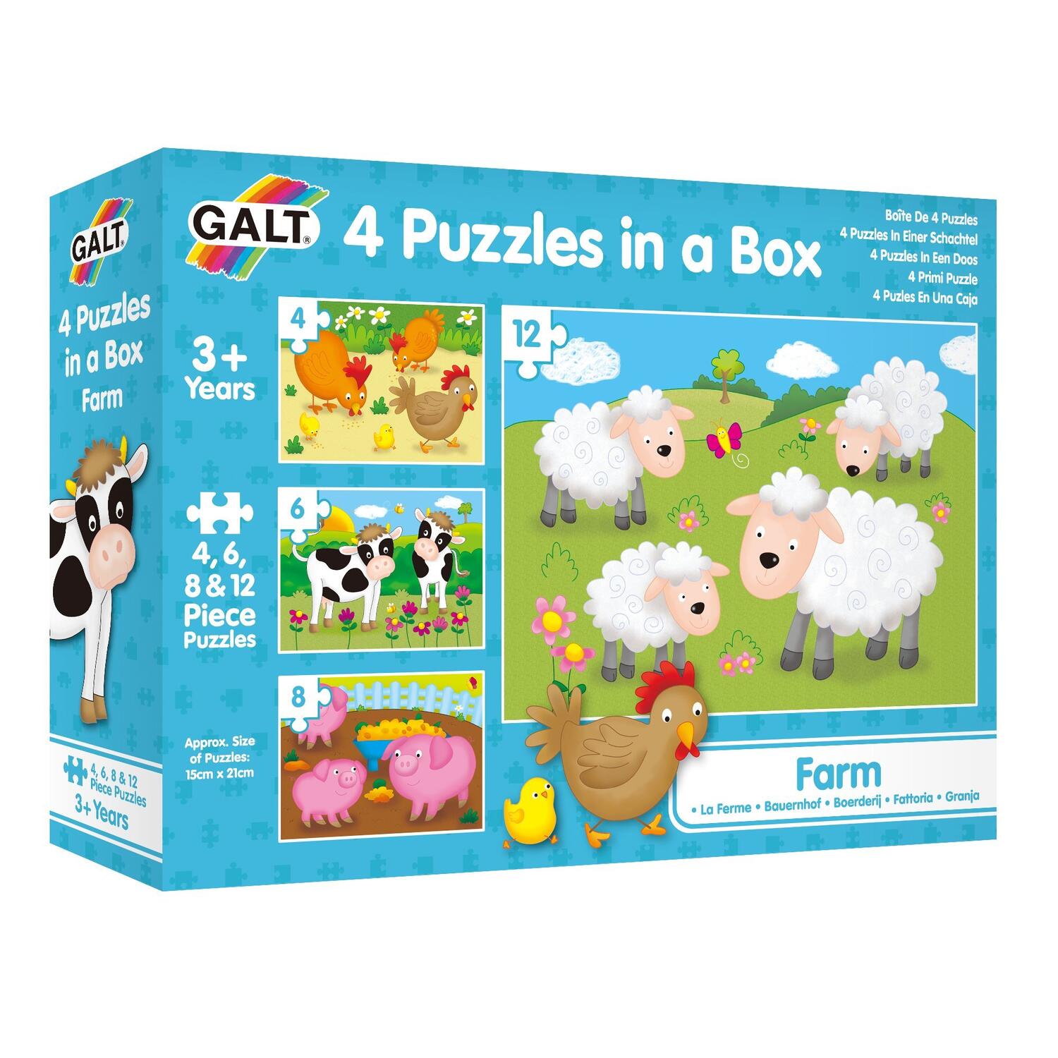 Set 4 puzzle-uri Animale de la ferma, +3 ani, Galt