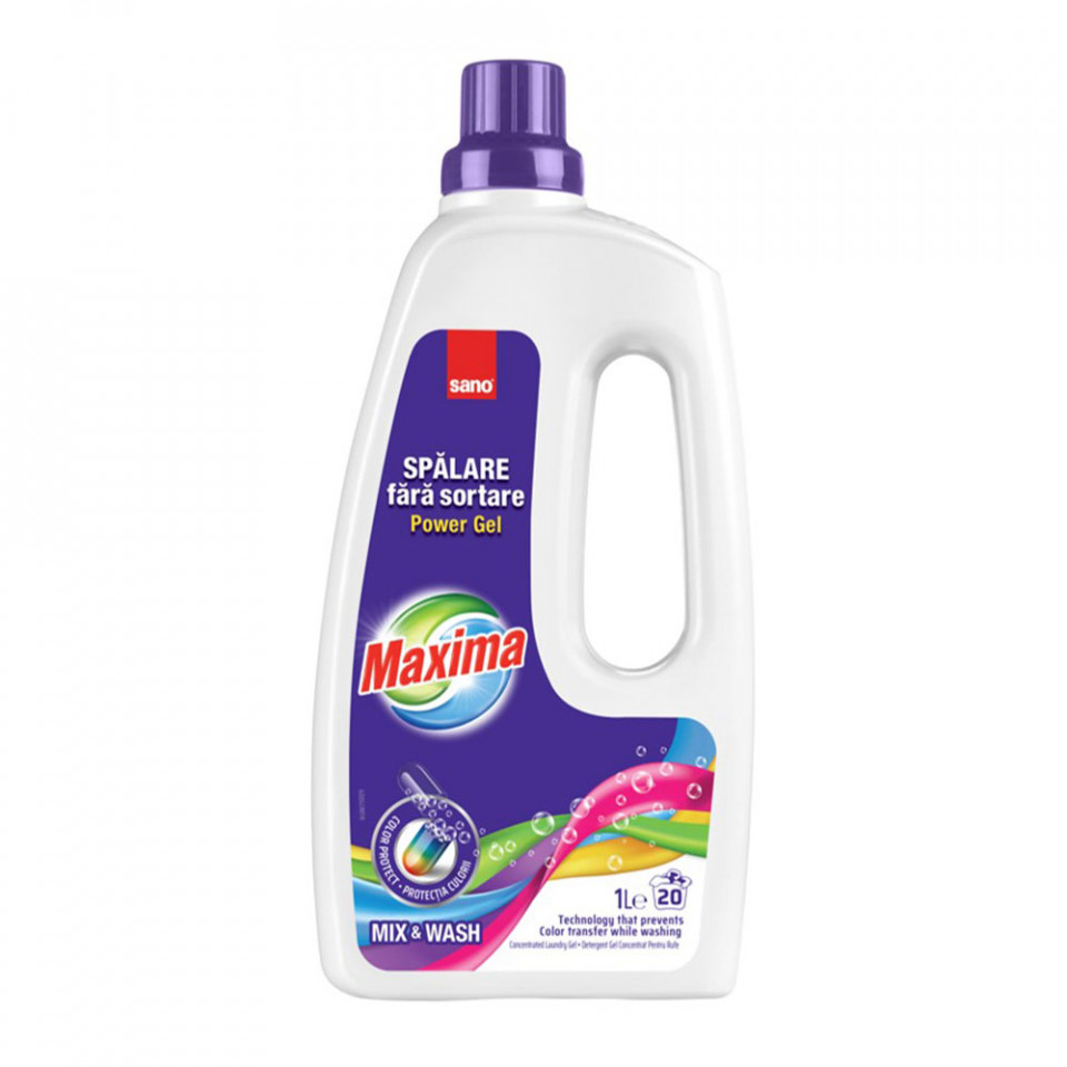 Detergent lichid pentru rufe colorate Mix & Wash, 1 litru, Sano Maxima