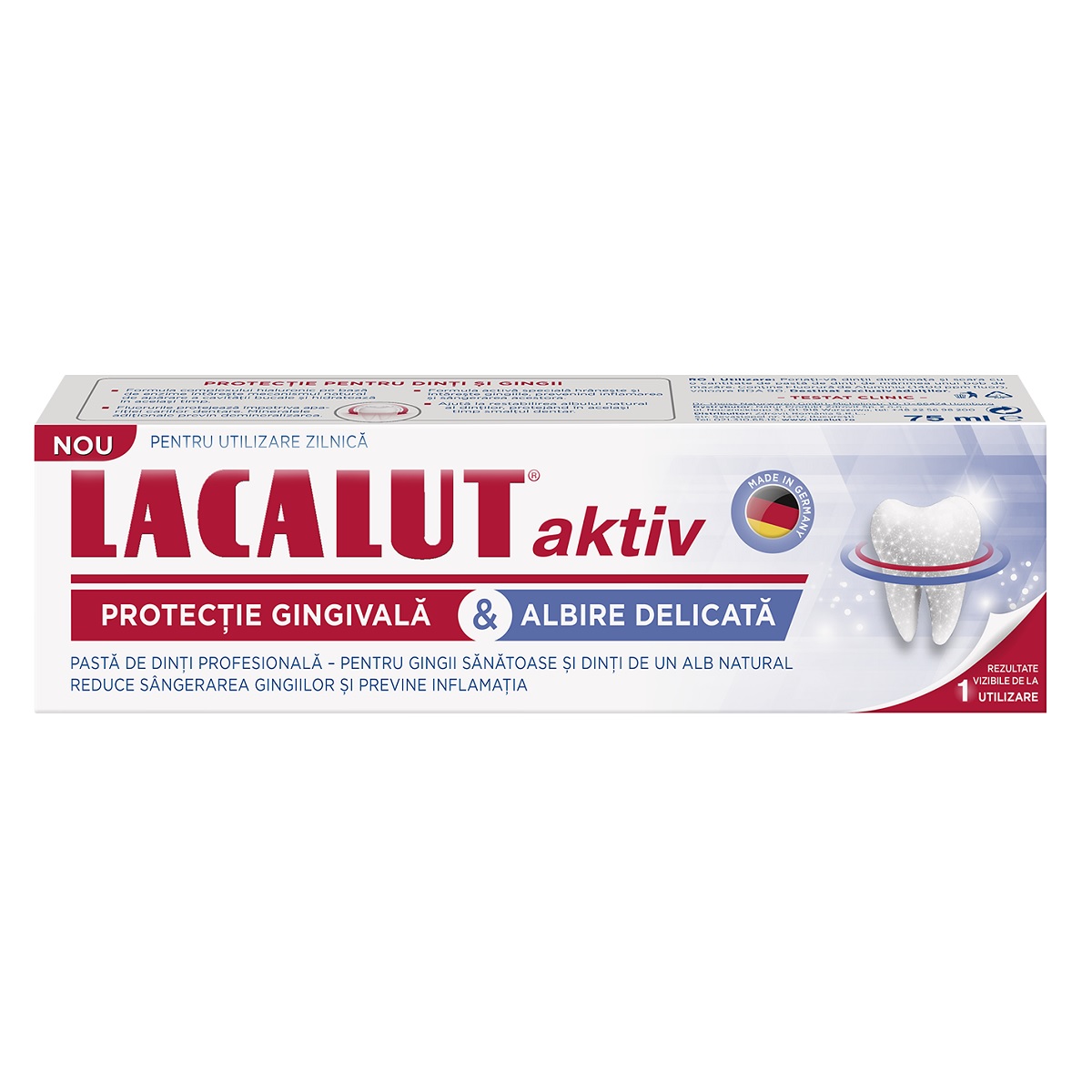 Pasta de dinti pentru protectie gingivala si albire delicata Aktiv, 75 ml, Lacalut