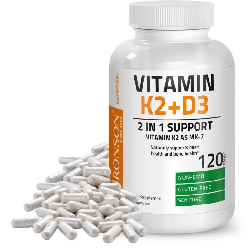 Vitamina K2 90 mcg + Vitamina D3 5000 IU, 120 cpasule, Bronson Laboratories