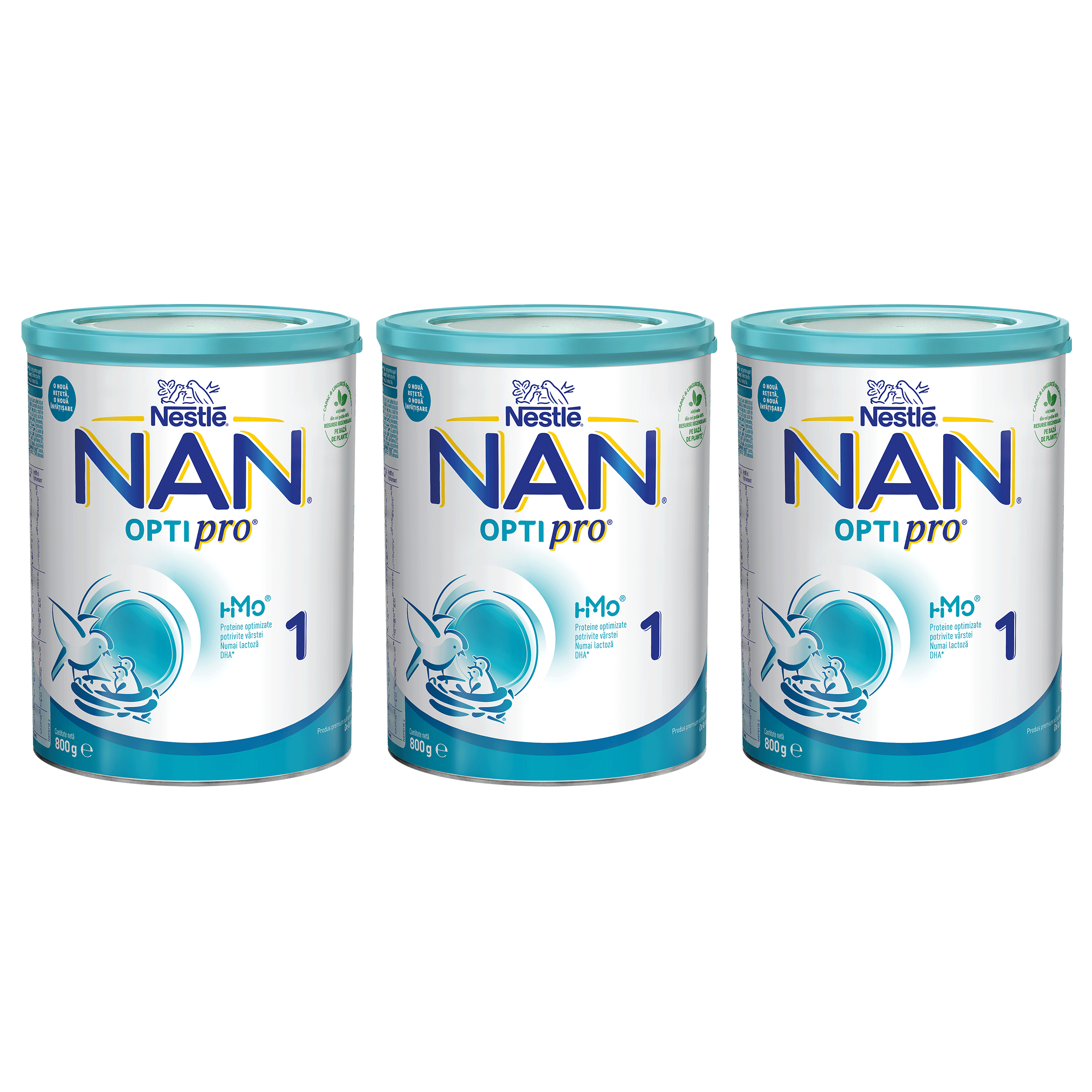 Pachet formula lapte de inceput Nan 1 Optipro HMO, +0 luni, 3x800 g, Nestle