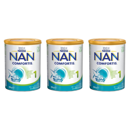 Pachet formula lapte de inceput pentru sugari Nan 1 Comfortis, +0 luni, 3x800 g, Nestle