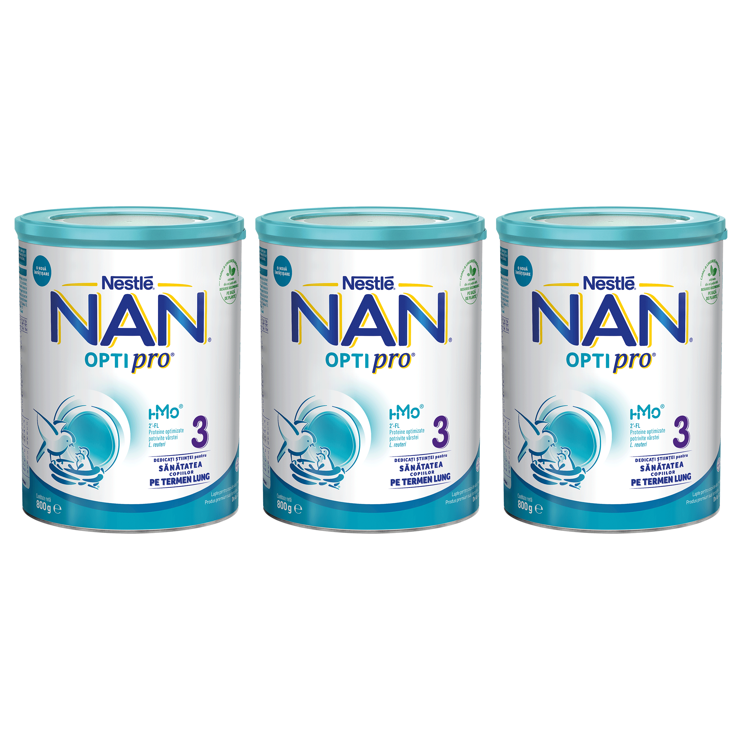 Pachet formula lapte Nan 3 Optipro HMO, +1 an, 3x800g, Nestle