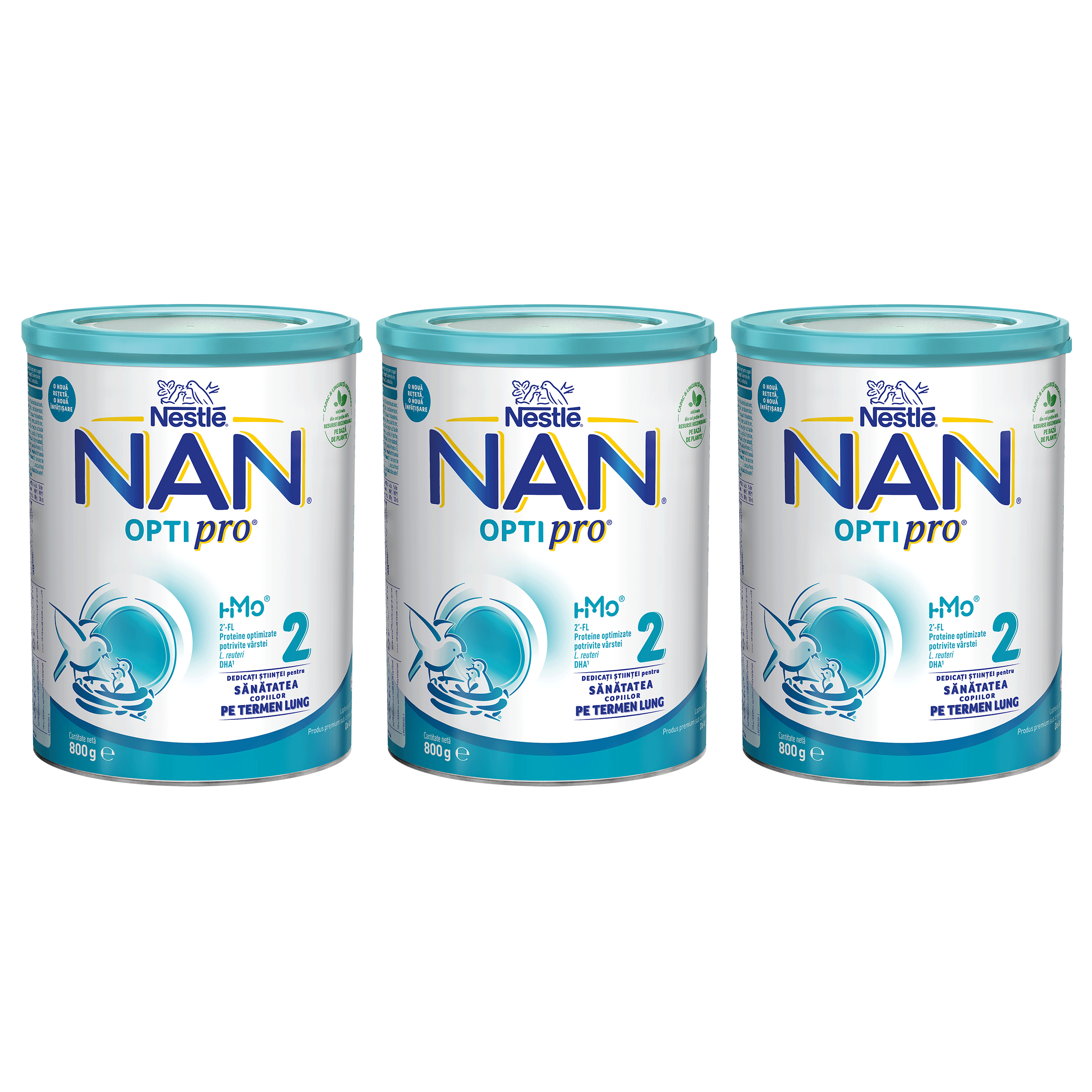 Formula de lapte de continuare Nan 2 Optipro HMO, +6 luni, 3x800g, Nestle