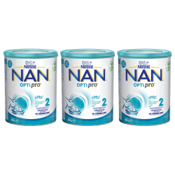 Pachet formula lapte Nan 2 Optipro HMO, +6 luni, 3x 800g, Nestlé