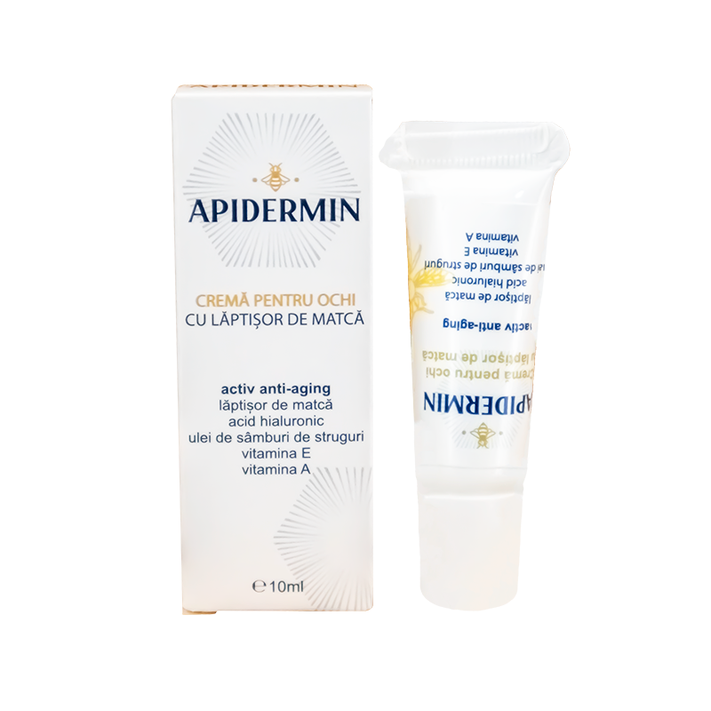 Crema pentru ochi anti-aging cu laptisor de matca Apidermin, 10 ml, Complex Apicol