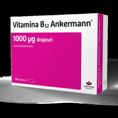 Vitamina B12 Ankermann, 1000 μg, 50 drajeuri