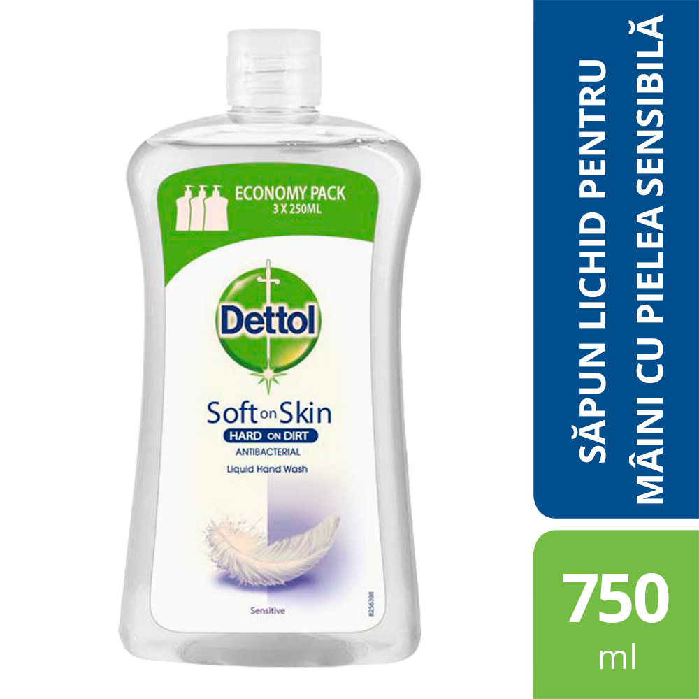 Rezerva sapun lichid antibacterian Sensitive, 750 ml, Dettol 