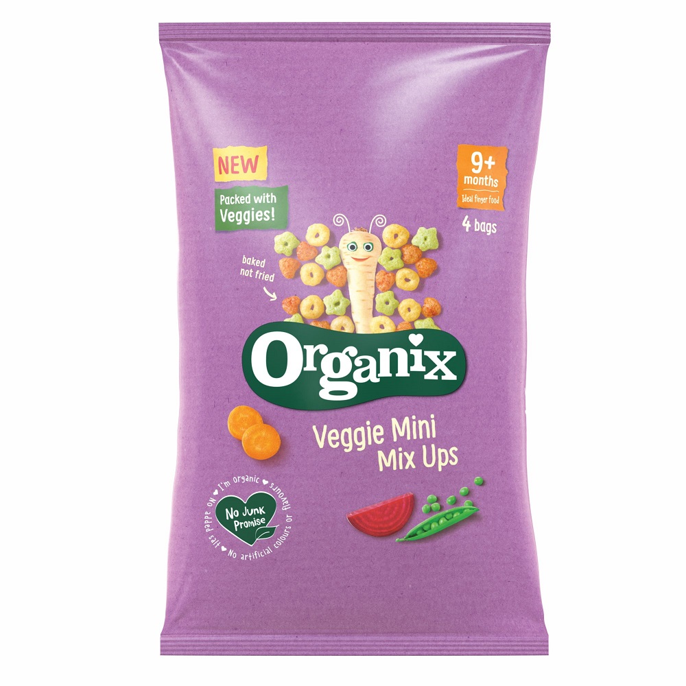 Snack Bio din porumb mini mix cu legume, +9 luni, 4 pungute x 15 g, Organix