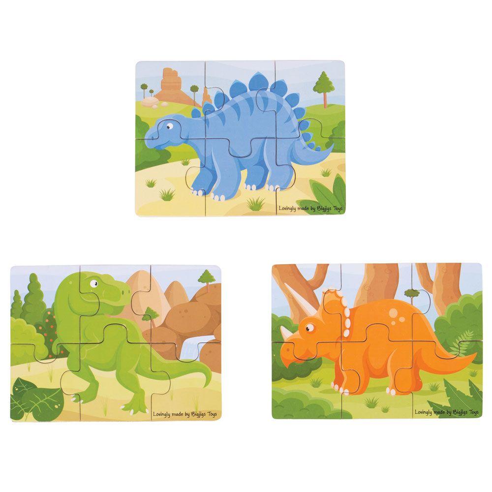 Set 3 puzzle din lemn Dinozauri, Big Jigs
