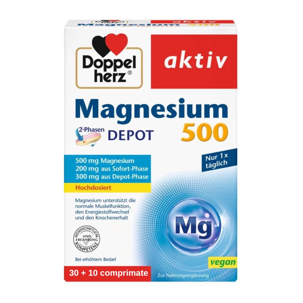 Magneziu 500 mg, 30+10 comprimate, Doppelherz