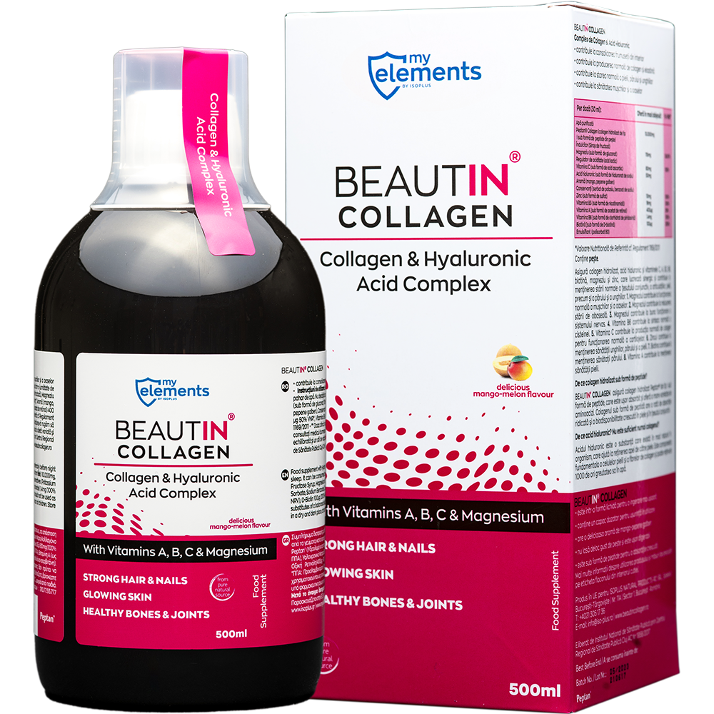 Complex Collagen & Magneziu mango si pepene galben Beautin Collagen, 500 ml, My Elements