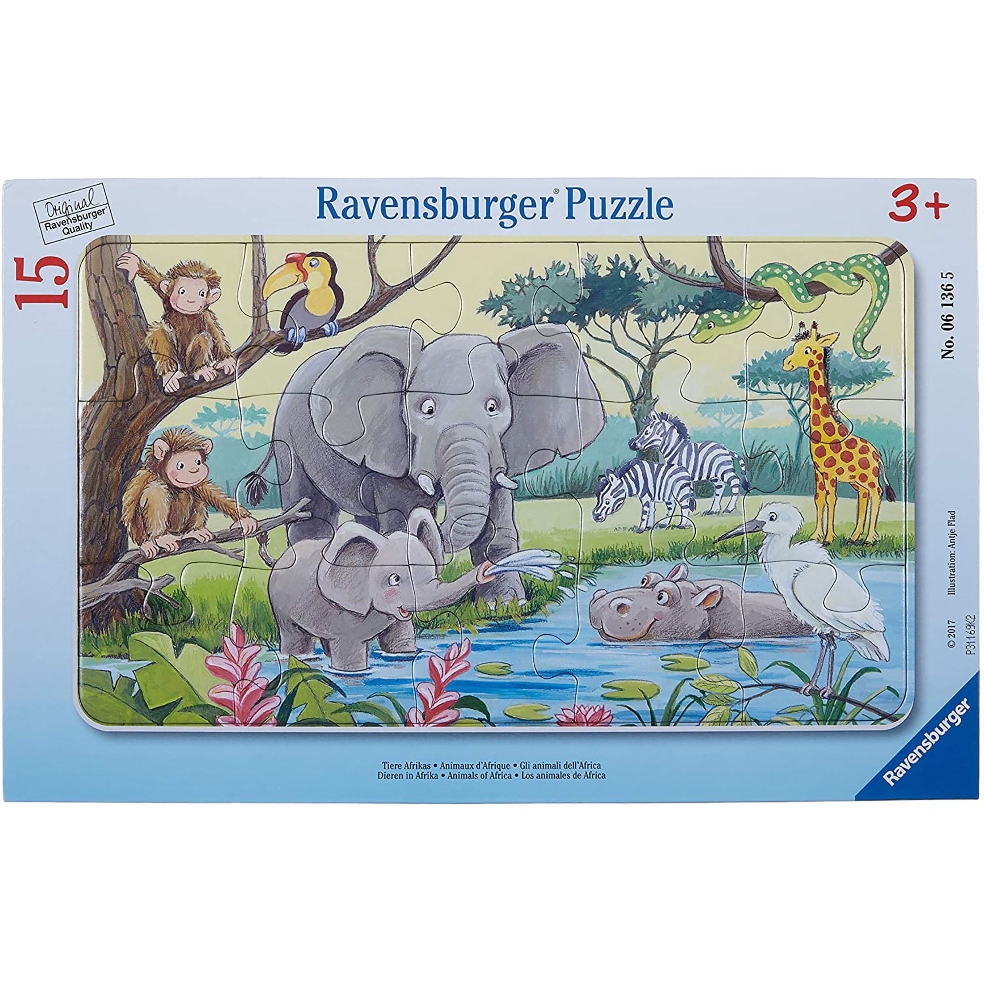 Puzzle tip rama Animale din Africa, 15 piese, Ravensburger