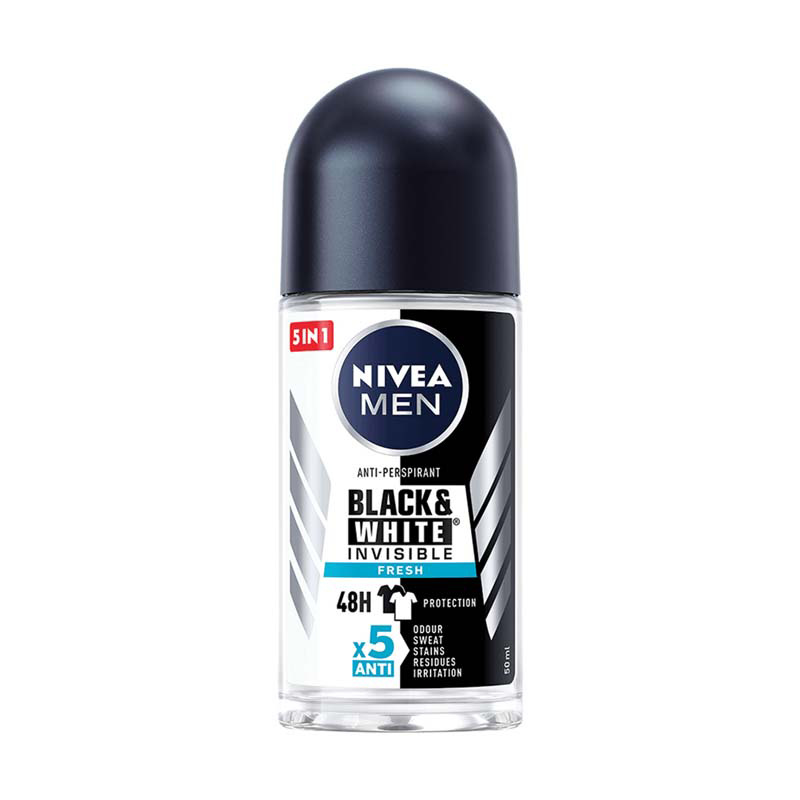 Deodorant roll-on pentru barbati Black & White Invisible Fresh, 50 ml, Nivea Men