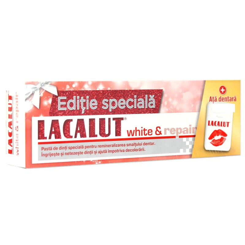 Pachet Pasta de dinti Lacalut White & Repair+ Ata dentara, 75 ml, Naturwaren