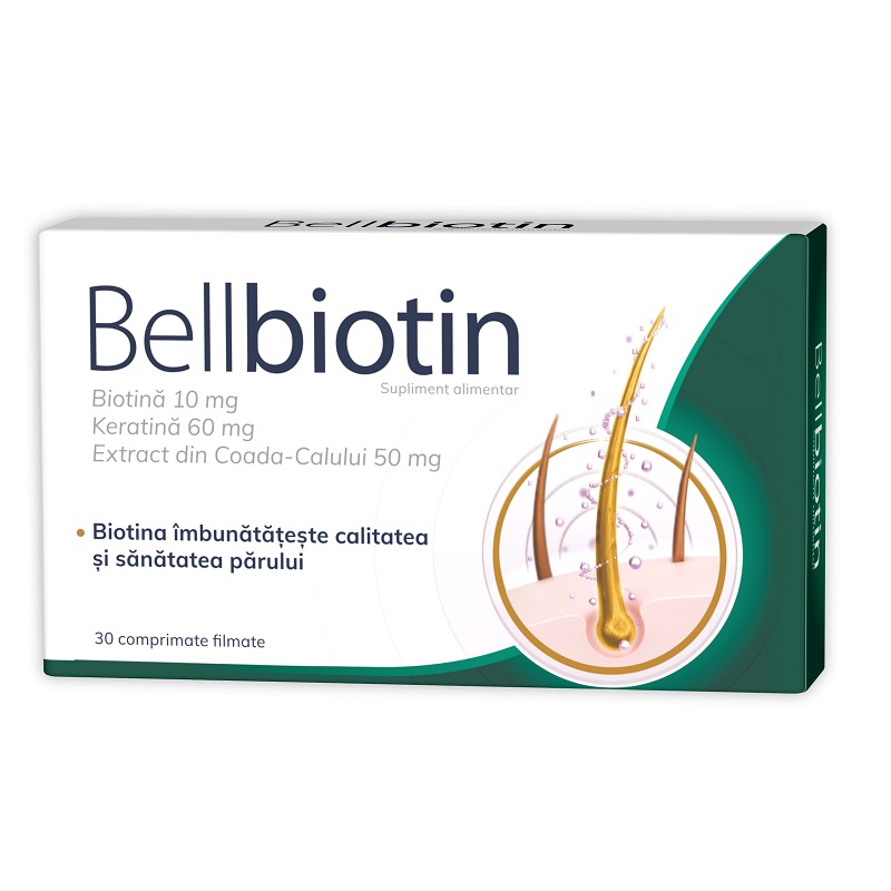 Bellbiotina supliment cu Biotina si Keratina, 30 comprimate filmate, Zdrovit