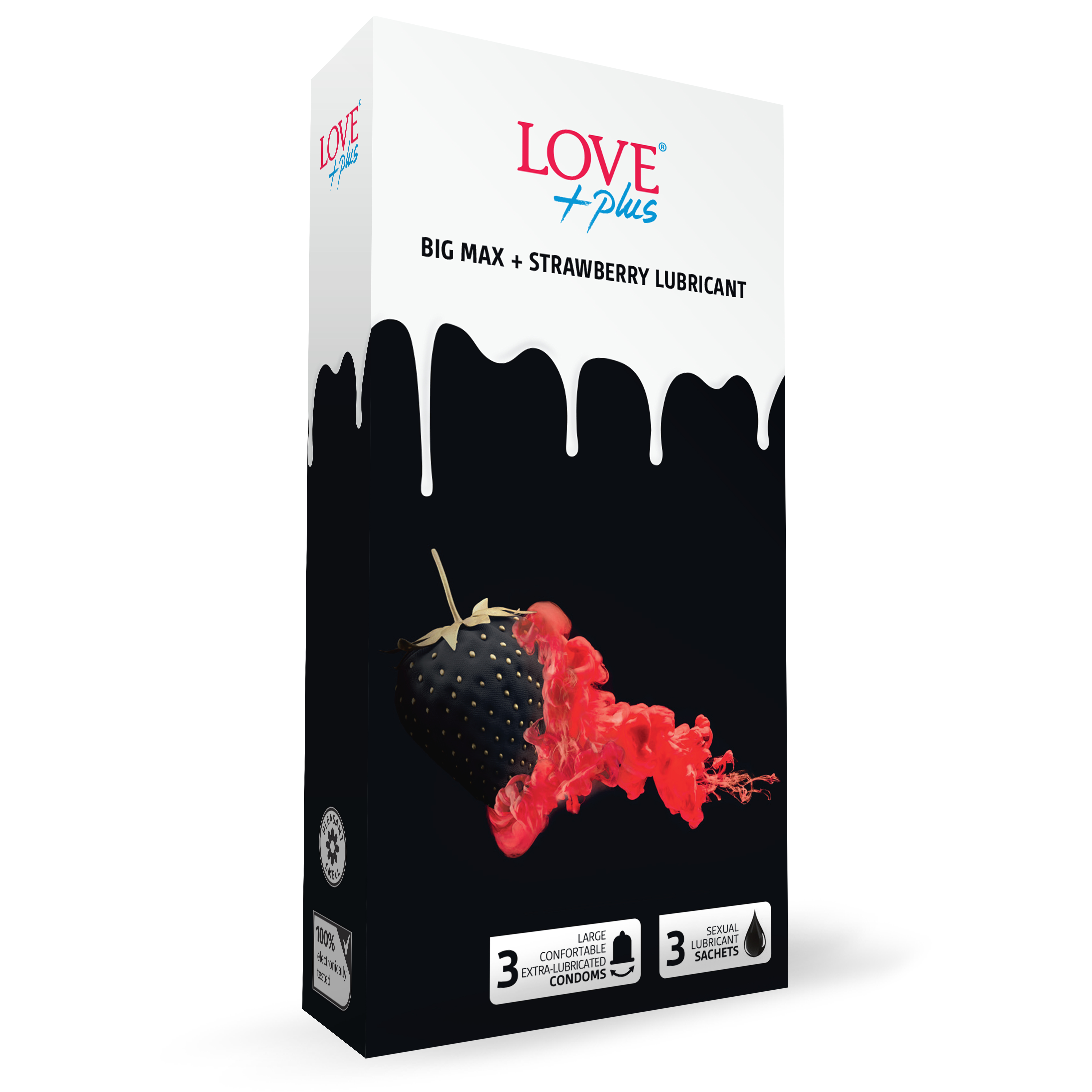 Pachet Prezervative Big Max + Lubrifiant Strawberry, 3+3 bucati, Love Plus