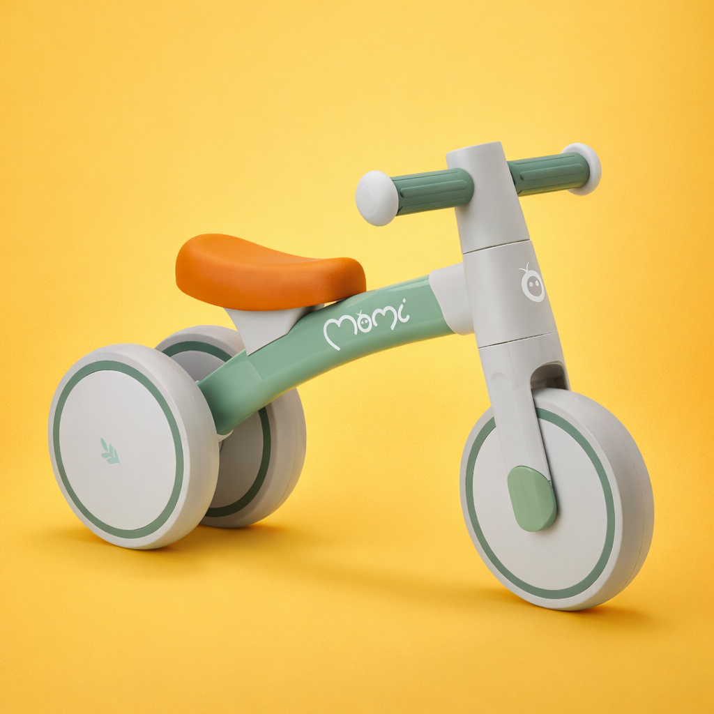 Bicicleta fara pedale Tedi verde Momi pentru bebelusi de la 12 luni