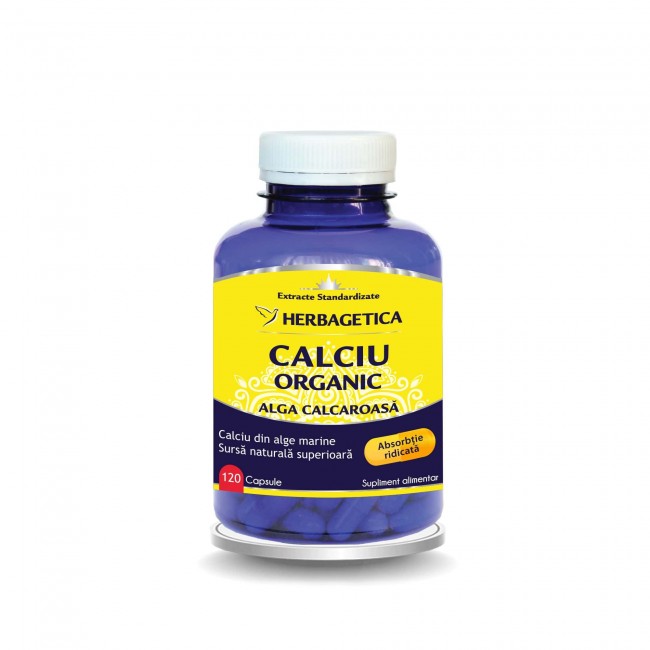 Calciu Organic cu Alga calcaroasa, 120 capsule, Herbagetica