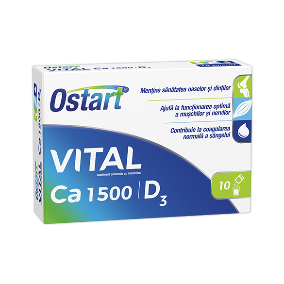 Ostart Vital CA 1500 mg + D3, 10 plicuri, Fiterman